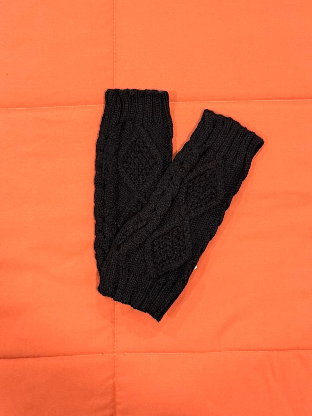 Black Cable Knit Fingerless Gloves